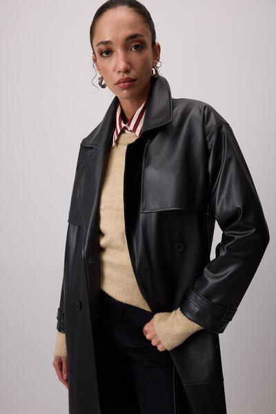 Touché Privé VEGAN DERİ TRENÇKOT