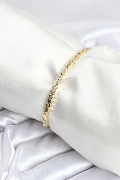 Skygo Pirinç Gold Renk İnce Petek Model Kadın Bileklik