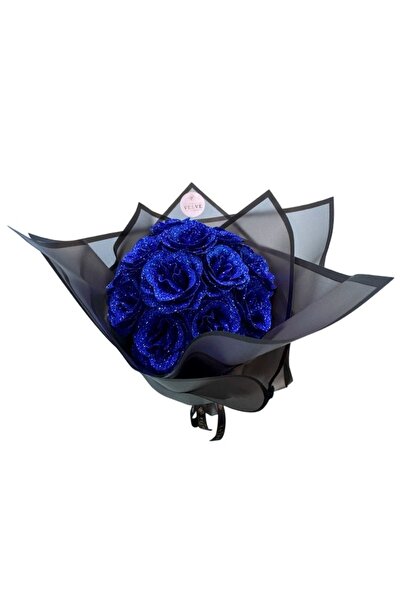 velve Buchet Glitter Roses cu 19 trandafiri de sapun, Albastru