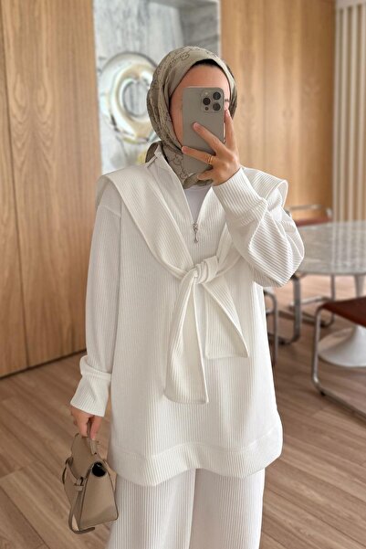 Ka Hijab Σετ 3 τεμαχίων με κασκόλ ώμου - Λευκό