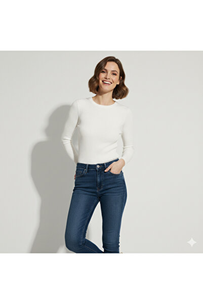 Barato Дълъг ръкав, памучен ребрист, основен крой с велосипедна деколте