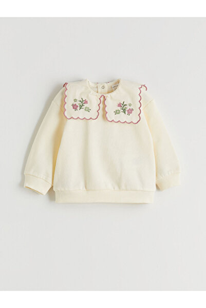 LC Waikiki Ecru Crew Neck Strap Baby Girl Blouse and Pants 2-Piece Set