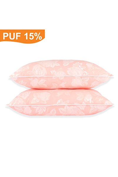 Pernador Set of 2 pillows with 15% goose down and feather, 50x70 cm, Pink with silver roses