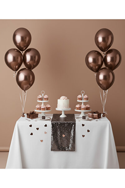 Cansüs 15-Piece 12-Inch Chrome Balloon Set Rose Gold - Metallic Shiny Party and Decor Balloons