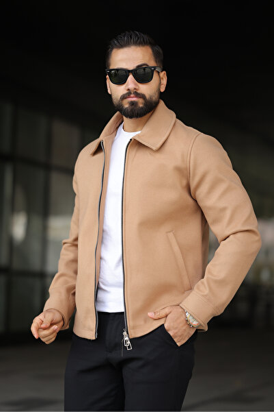 BASEL.CO Men's Double Zipper Detailed Cashmere Jacket