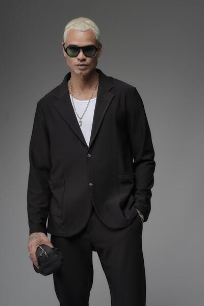 king brich Ανδρικό σετ μπλέιζερ με κανονική εφαρμογή Lycra