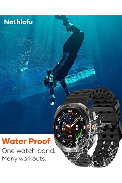 Generic Rugged Band Compatible with Samsung Galaxy Watch 7 Ultra Band 47mm, Silicone Sport Strap