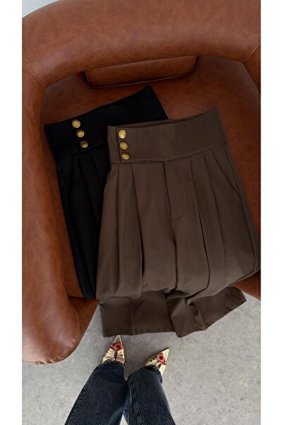 HAZELANNA 3 Button Extra High Waist Coffee Pants