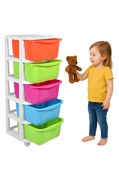 Other Pojemnik na zabawki 5 szuflad na kółkach