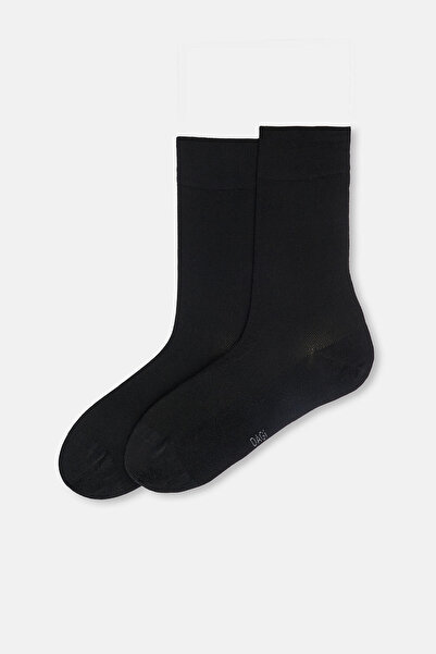 Dagi Navy Blue-Black Men's 2-Piece Rice Textured Bamboo Socks