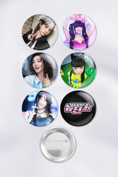 ZipZap NewJeans Çanta Süsü Rozet İğneli Buton Rozet Seti (6 ADET) Minji Hanni...