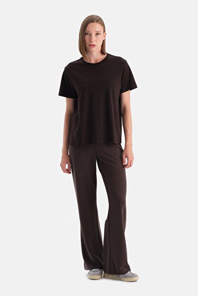 Dagi Μπλουζάκι με κοντό μανίκι Mercerized σε σκούρο καφέ χρώμα