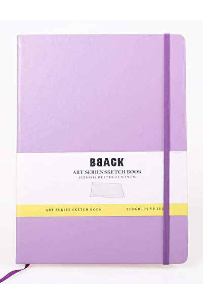 BBACK Caiet de schițe pentru colecție de artă 110 gr. Hârtie fără linii Ivory 21x29cm 72yp. Caiet cu copertă rigidă liliac