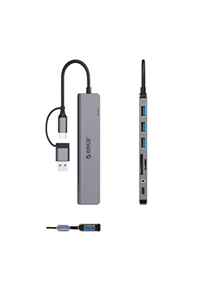 Other Hub YSA8-U3 stacja dokująca USB-A / USB-C na USB-A USB-C 3.5mm audio TF SD - szary