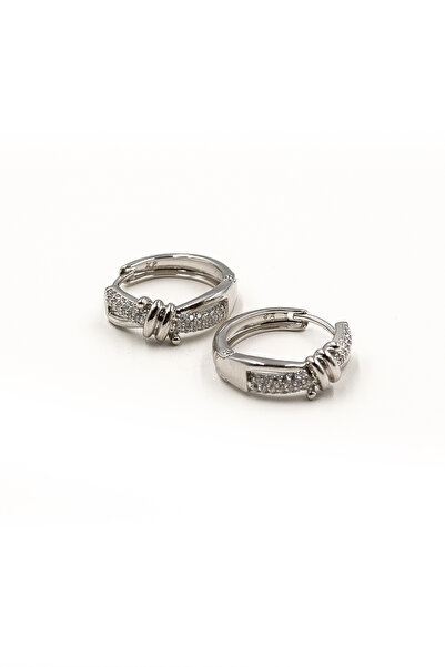 Sose Moda Zircon Stone Xuping Hoop Mesh Model Earrings - Silver