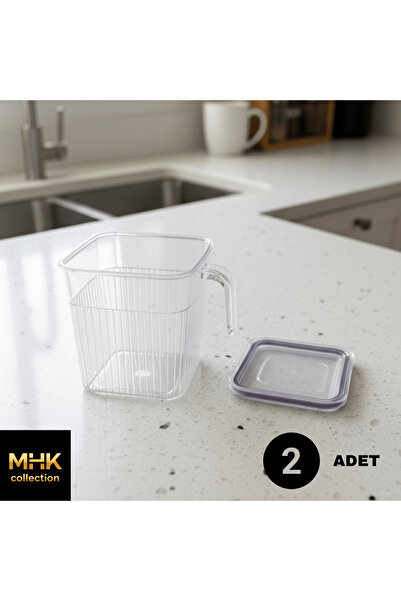 MHK Collection 2 Pieces Crystal Square Refrigerator Organizer 1.6 Lt