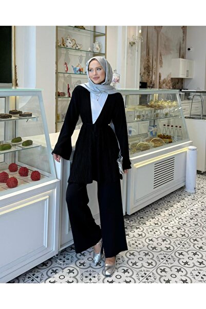 Adalenna Moda Tasarım Piliseli Merserize Triko İkili Takım