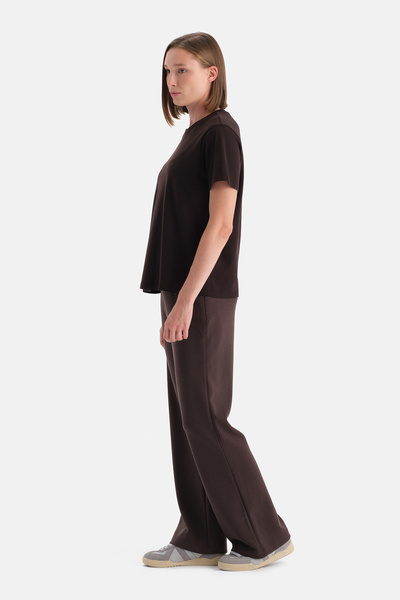 Dagi Μπλουζάκι με κοντό μανίκι Mercerized σε σκούρο καφέ χρώμα