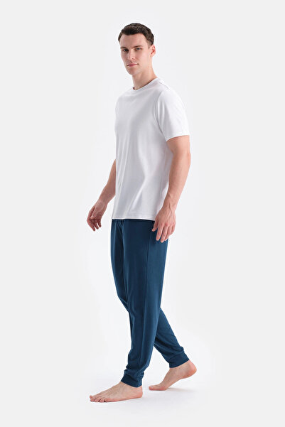 Dagi Petrol Green Jogger Leg Basic Combed Modal Pants