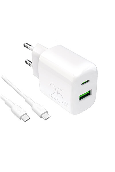 Other Ładowarka sieciowa USB-A USB-C z kablem USB-C 25W 1.2m - biała