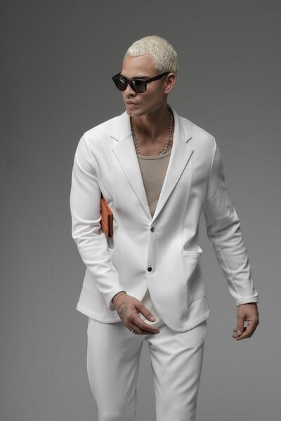 king brich Ανδρικό σετ μπλέιζερ με κανονική εφαρμογή Lycra