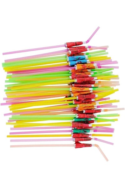 Jiffy 100 قطعة من ماصات الشرب البلاستيكية ذات الاستخدام الواحد بتصميم استوائي...