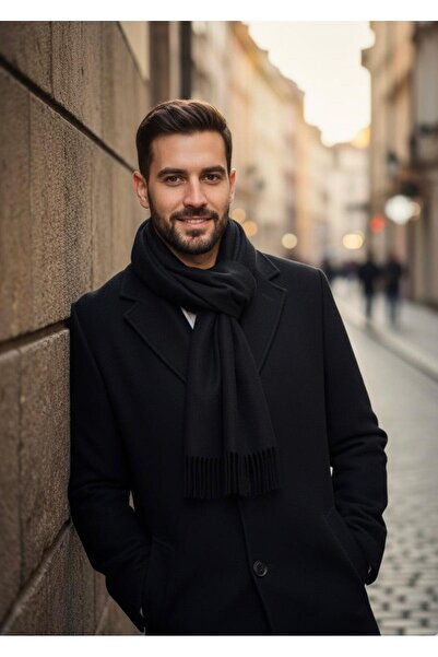 Goldmine Eșarfă Premium pentru bărbați din poliviscos negru