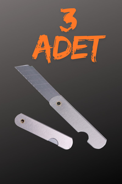 Rabelix Online Marketing 3 Adet Paslanmaz Çelik Katlanır Falçata Maket Bıçağı...