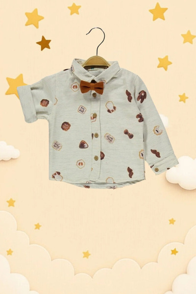 Cattac Kids CattacKids | Erkek Bebek Geometrik Desenli Gömlek ve Turuncu Pantolon Takımı (6-24 Ay)