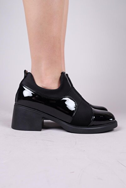 Birikon Botine cu toc din piele lacuita VELIN NEGRE