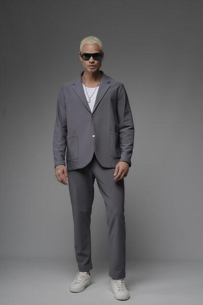 king brich Ανδρικό σετ μπλέιζερ με κανονική εφαρμογή Lycra