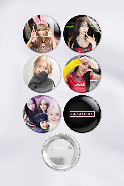 ZipZap BLACKPINK Çanta Süsü Rozet İğneli Buton Rozet Seti (6 ADET) Lisa Jennie Rosé Jisoo