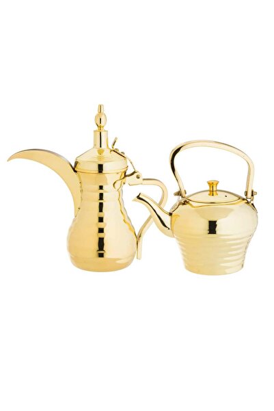 CC طقم دلة قهوة مع براد شاي ستيل فاخر ذهبي