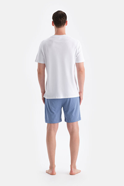 Dagi Navy Blue Cotton Modal Double Knitted Shorts