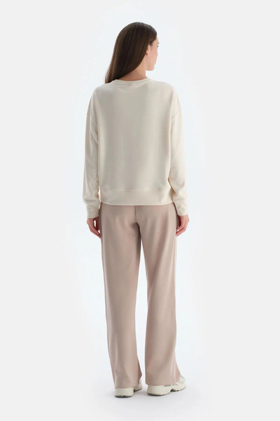 Dagi Ekru Kadın Modal Biye Detaylı Sweatshırt