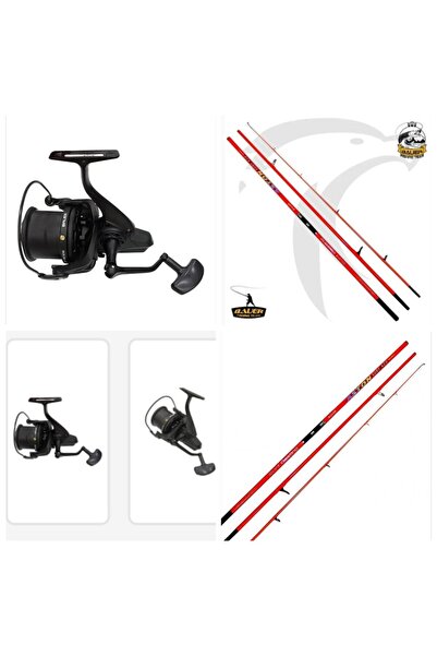 AVLAAVCILIK Bauer Aston 420m 100-250Gr 3 Piece Surf Rod + Bauer Rpx 8000 10+1...