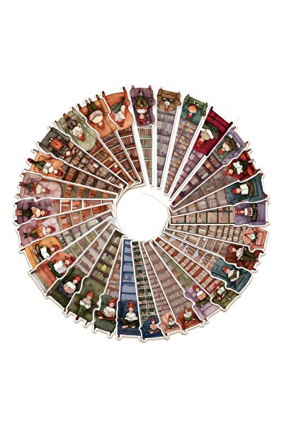 OBRO Set de 30 de semne de carte din carton – Design „Fată în bibliotecă”, 14...