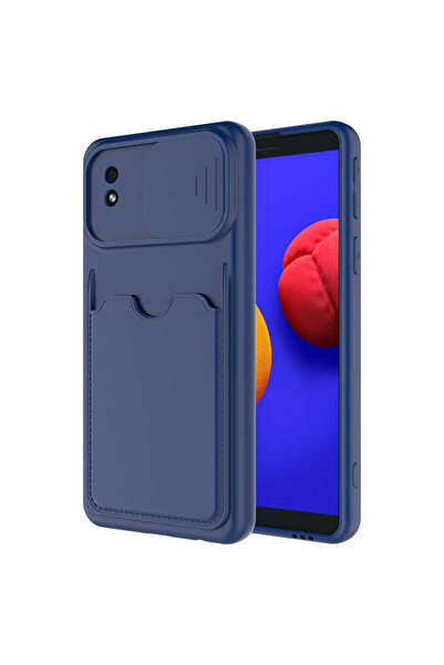 Aden Galaxy A01 Core Compatible Case Card Holder Cover - Navy Blue
