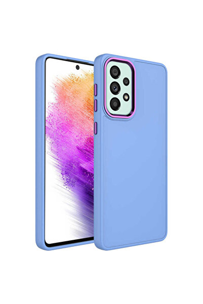 Aden Galaxy A33 Compatible 5g Case Silicone Luna Cover with Metal Frame and Button Design - Lilac