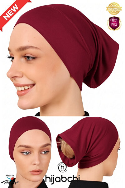 hijabchi Boneta practică cu tuburi - Boneta cu spatele deschis - Viscose material elastic - Roșu Claret