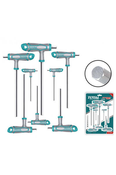 TOTAL Set of 8 T-handle Allen Wrenches, Cr-V, 2-10mm, THHW 8081 – Efficiency and resistance for pr