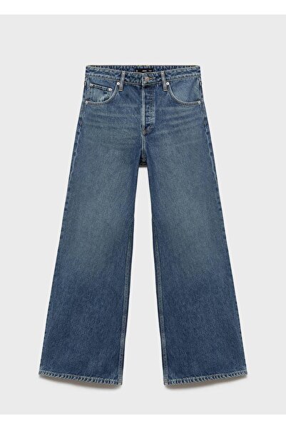 MANGO Woman Düğmeli wide-leg jean pantolon