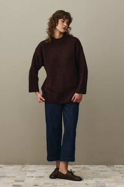 Fahhar Oversize Knitted Sweater Dark Burgundy