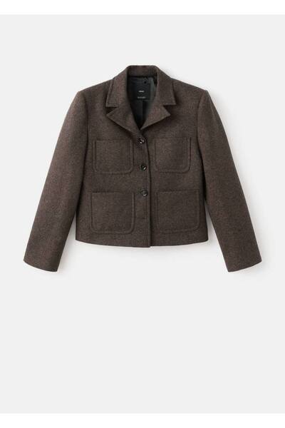 MANGO Woman Kırçıllı yün crop blazer ceket