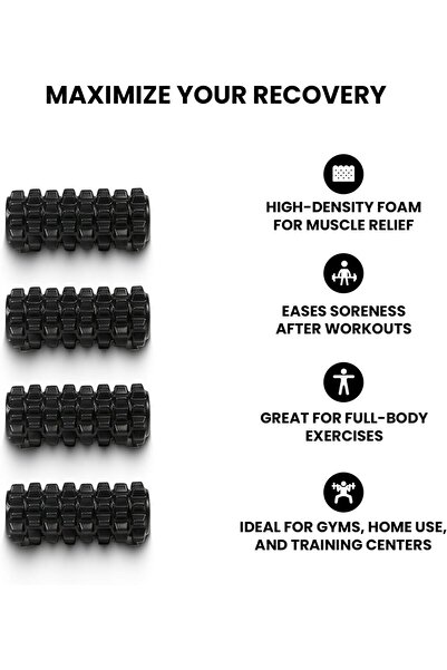 Goat High-Density Foam Massage Roller, Black, with Textured Mesh Pattern, for Deep Tissue Massage from GO