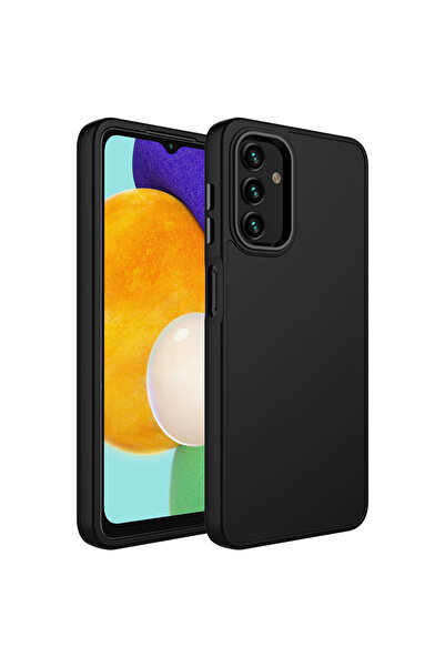 Aden غطاء سيليكون لونا متوافق مع هاتف Galaxy A04 مع إطار معدني وتصميم أزرار - أسود