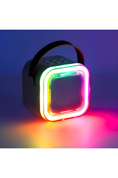 Tim Set karaoke portabil 6W – 2 microfoane, iluminare LED, roz