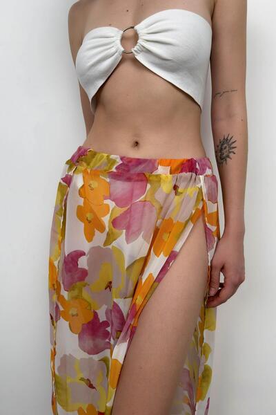 Maxi modena Double Slit Patterned Colorful Pareo - m