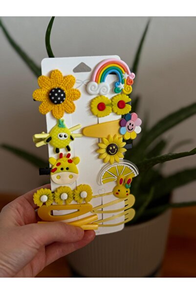 HURİSÖNMEZ 14-Piece Baby Style Yellow Color Cute Girl's Hair Clip Set-Rainbow...