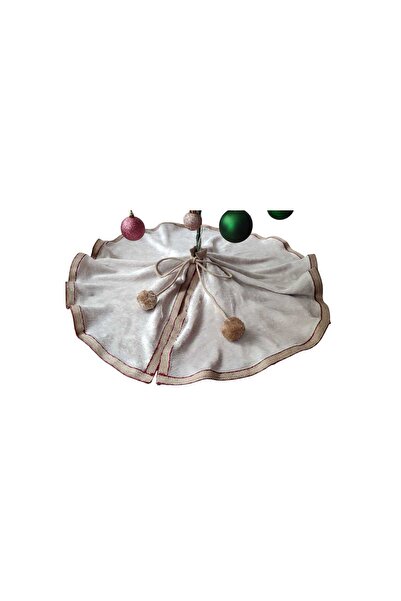 MODA NUR Κάλυμμα κάτω από το χριστουγεννιάτικο δέντρο, κάλυμμα χαλιού πεύκου, κρεμ χρώμα, βελούδινο 70 εκ.